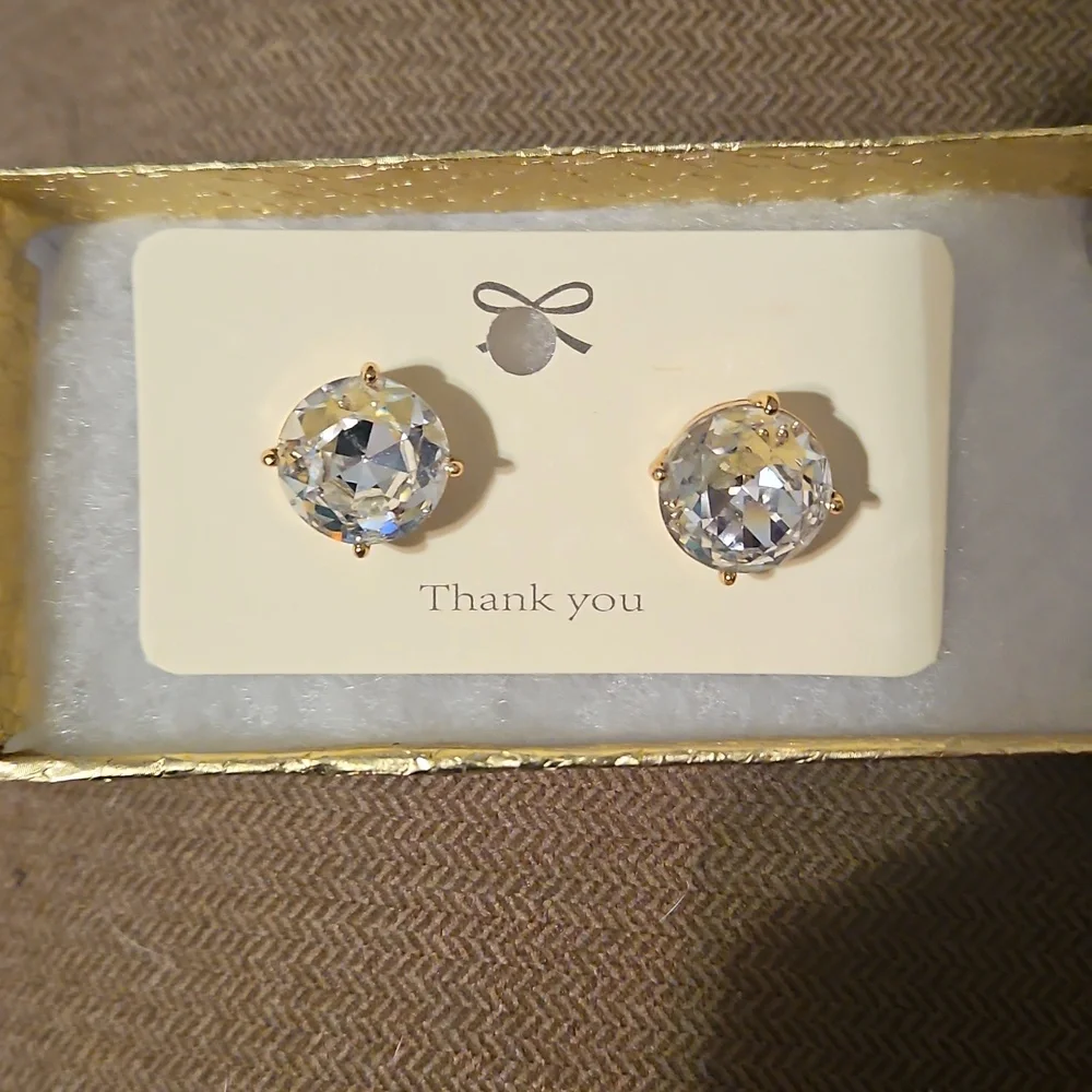 kate spade Clear Crystal Gold-Tone Stud Earrings - Picture 1 of 2